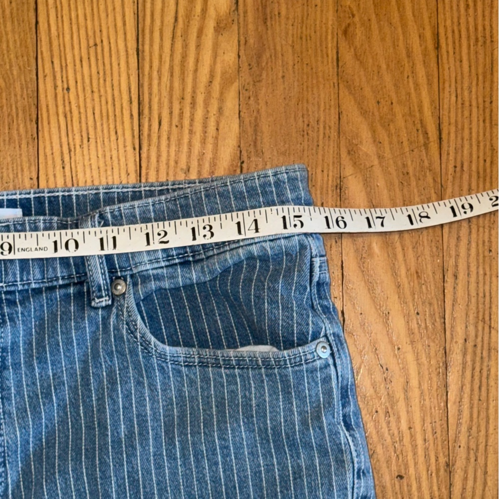 LOFT Blue Striped Flare Jeans - Picture 7 of 11